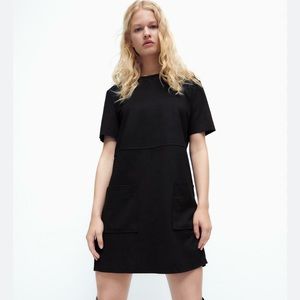 ZARA Faux Suede Dress with Pockets Size Medium in Black